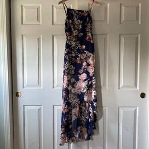 Asymmetrical floral high low dress Lulus